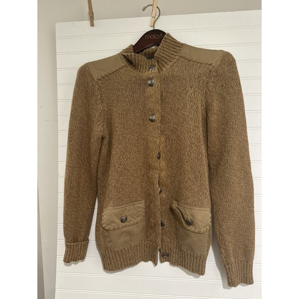 RALPH LAUREN Jeans Co. Size Light Brown Collared Cardigan Sweater Jacket XL